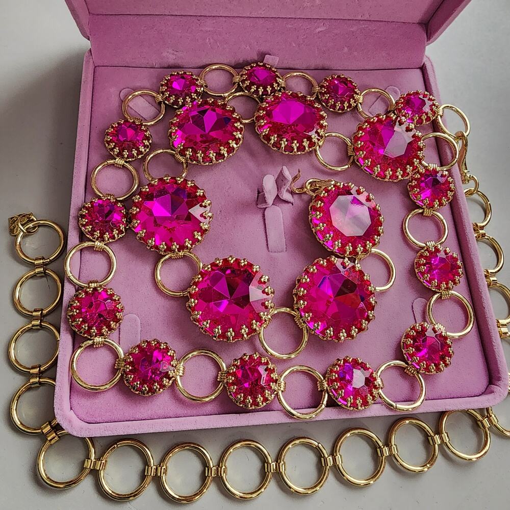 Feed Me Gems | New | TF20 Fuchsia Gemini Belt, Belt Extender, Pink Velvet Box